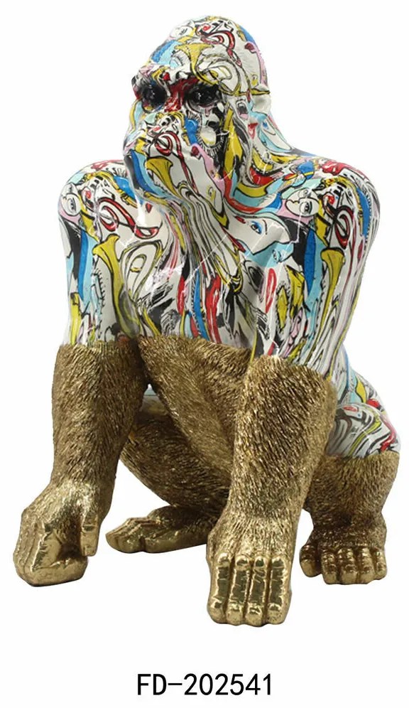 Διακοσμητική Φιγούρα DKD Home Decor 28,5 x 26,5 x 41 cm Χρυσό Πολύχρωμο Γορίλας