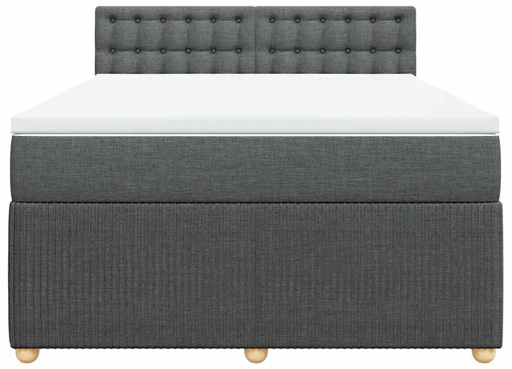 vidaXL Κρεβάτι Boxspring με Στρώμα Σκούρο Γκρι 160x200 εκ Υφασμάτινο