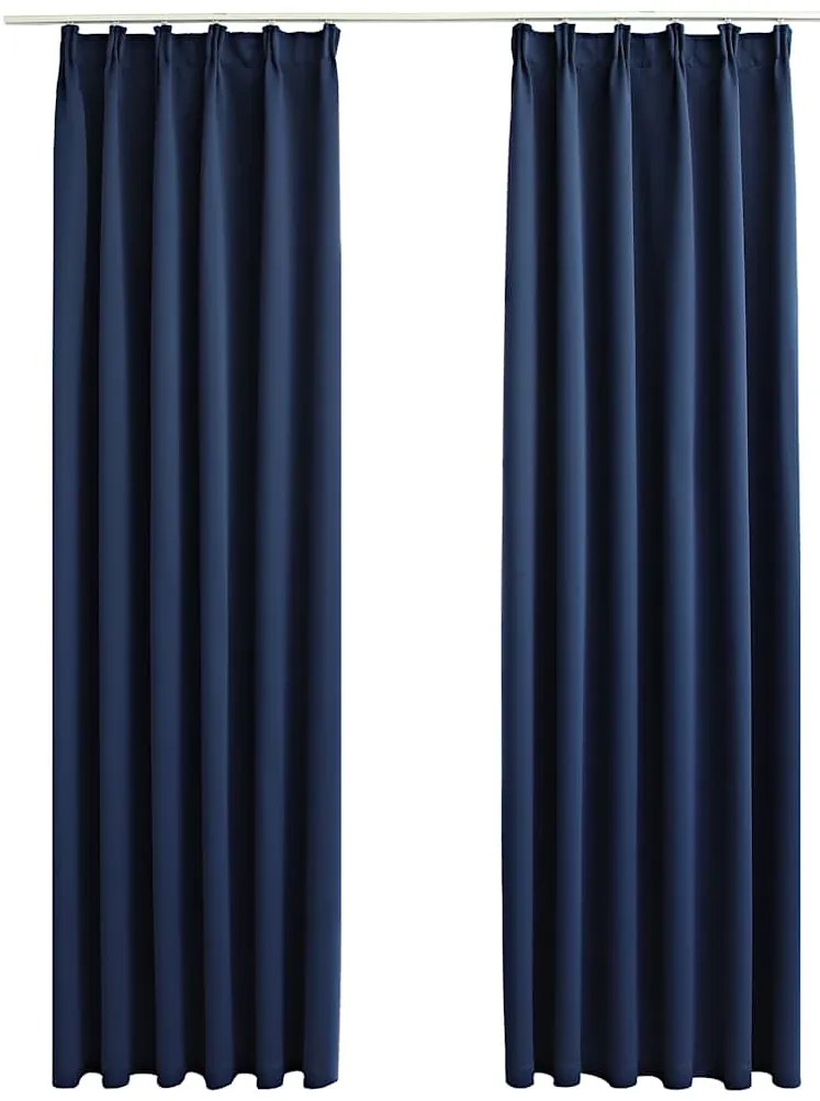 vidaXL Κουρτίνες Συσκότισης με Γάντζους 2 τεμ. Μπλε 140 x 225 εκ.