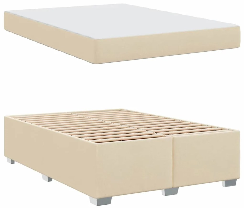 vidaXL Σκελετός Κρεβατιού με στρώμα Κρεμ 160 x 200 cm ύφασμα