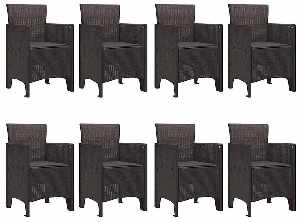 vidaXL Σέτ φαγητού για κήπο 9 pcs Καφέ Rattan Polt