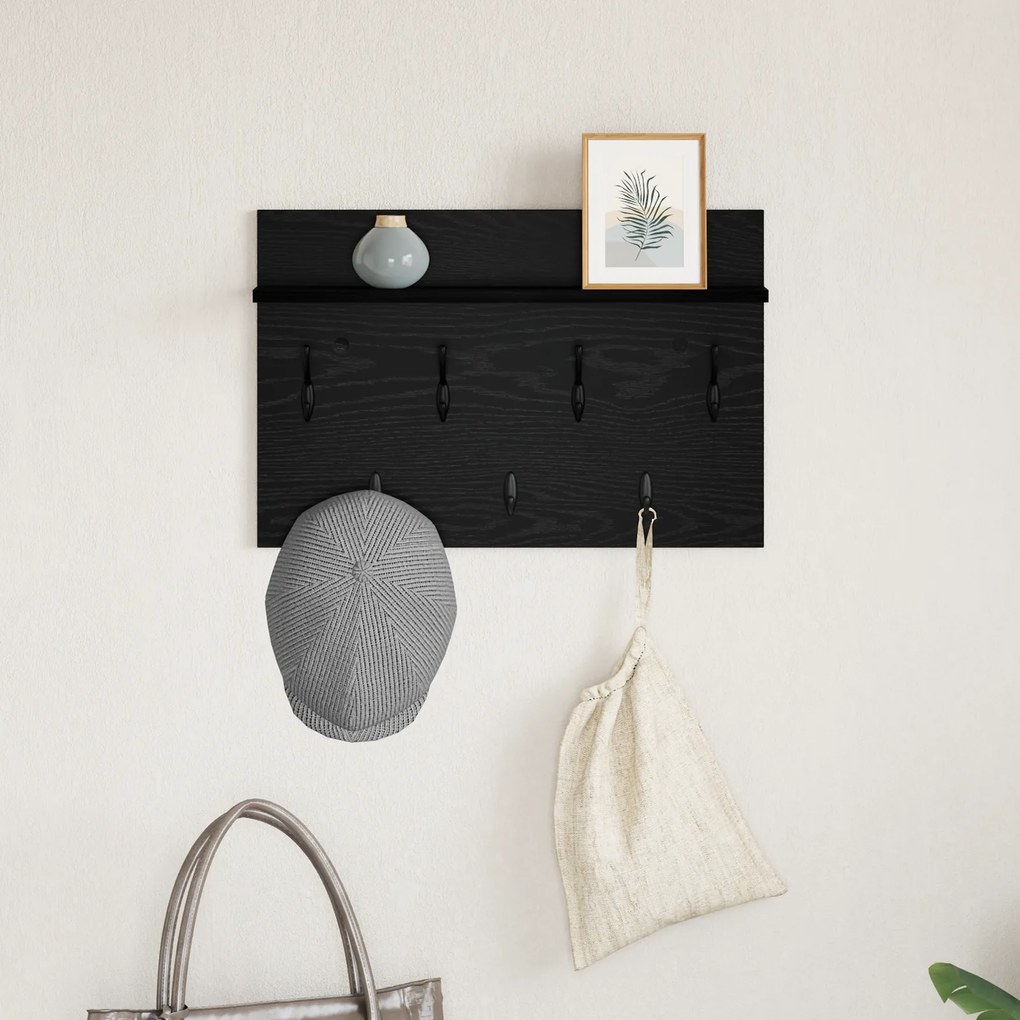 vidaXL Τοίχου Κρεμάστρα Μαύρη δρυς 60 x 40 x 12 cm Επεξεργασμένο ξύλο