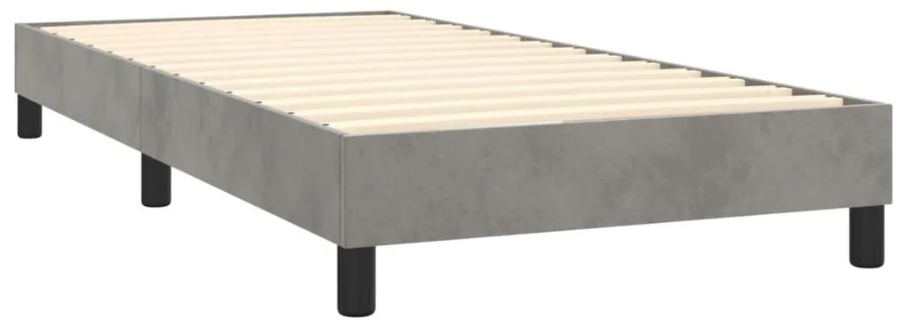 vidaXL Κρεβάτι Boxspring με Στρώμα & LED Αν.Γκρι 80x200 εκ. Βελούδινο