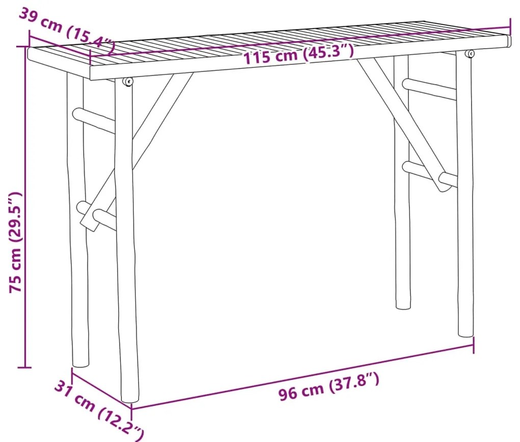 Τραπέζι Κονσόλα 115 x 39 x 75 εκ. από Μπαμπού - Καφέ