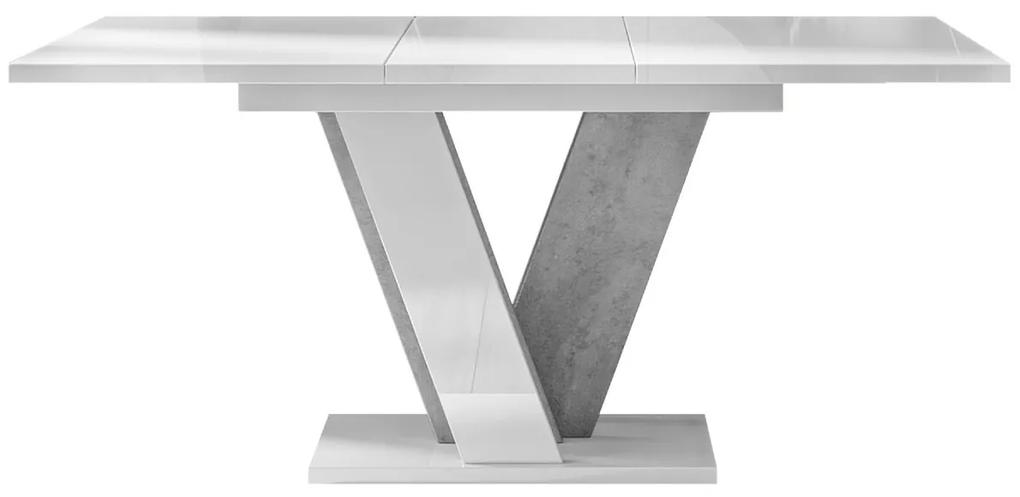Τραπέζι Goodyear 125, Γυαλιστερό λευκό, Γκρι, 75x90x120cm, 61 kg, Επιμήκυνση, Πλαστικοποιημένη μοριοσανίδα | Epipla1.gr