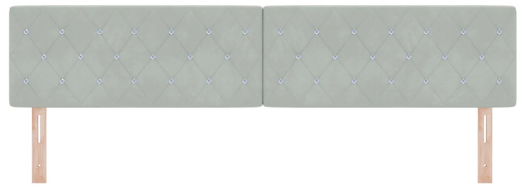 vidaXL Κεφαλάρι LED με κρύσταλλο και τακτοποίηση σε ανοιχτό γκρι 100 εκ. από βελούδο