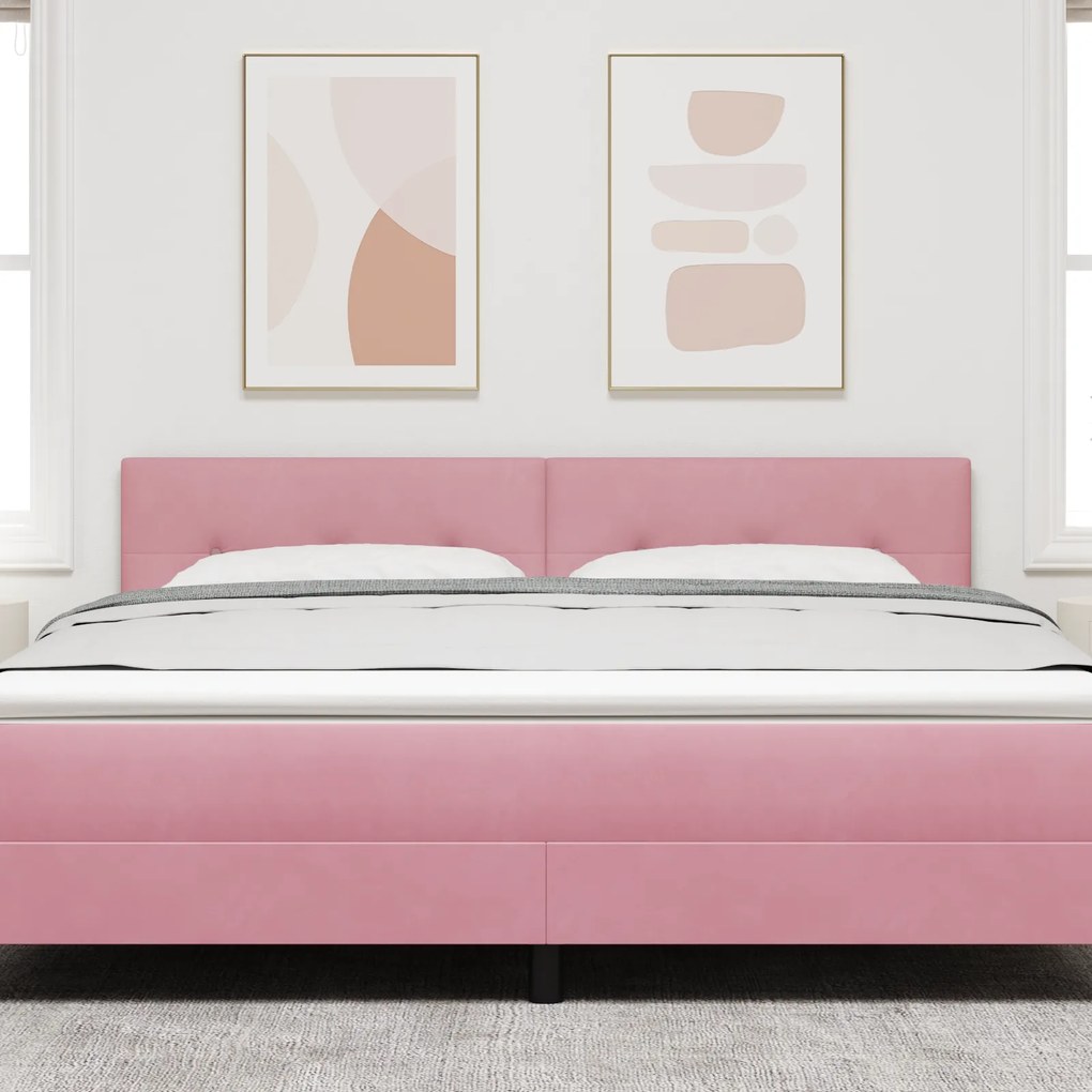 vidaXL Κεφαλάρι Επιτοίχιο με κεφαλάρι Ροζ 180 cm Βελούδο