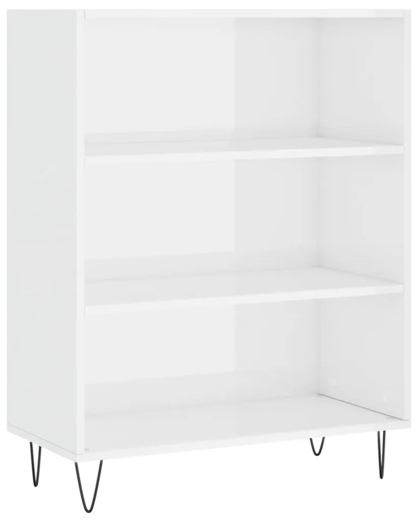 vidaXL Βιβλιοθήκη Γυαλιστερό Λευκό 69,5x32,5x90 εκ. Επεξεργασμένο Ξύλο