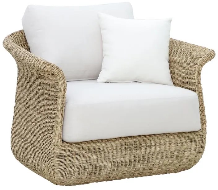 Καρέκλα - Πολυθρόνα Gogi αλουμίνιο-συνθετικό wicker σε φυσικό χρώμα-μπεζ ύφασμα 100x83x73εκ 100x73x83 εκ.