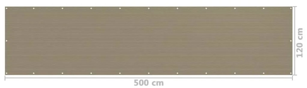 Διαχωριστικό Βεράντας Taupe 120 x 500 εκ. από HDPE - Μπεζ-Γκρι