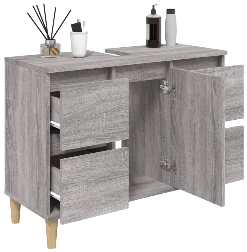 vidaXL Ντουλάπι Νιπτήρα Γκρι Sonoma 80 x 33 x 60εκ. Επεξεργασμένο Ξύλο