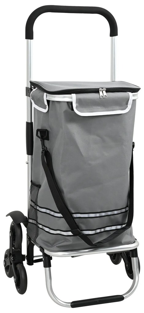 vidaXL Καρότσι Αγορών Γκρι 47 x 39 x 100.5 εκ. Ύφασμα Oxford