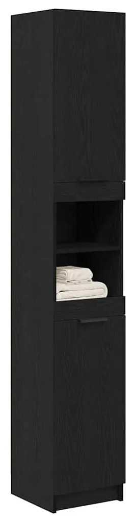 vidaXL Ντουλάπι Μπάνιου με ράφι με πόρτα Μαύρη δρυς 61 x 61 x 188.5 εκ