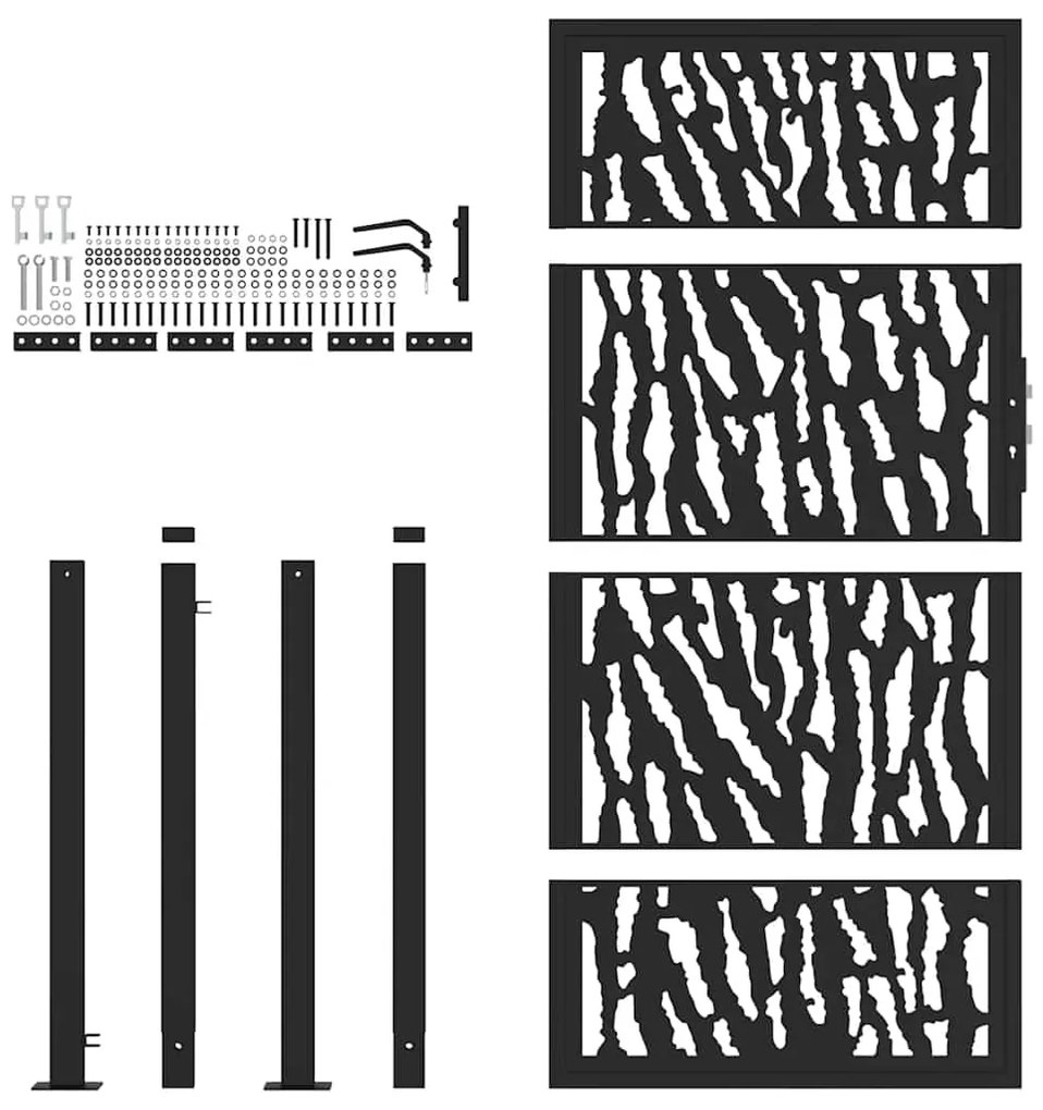 vidaXL Πόρτα Κήπου Μαύρη με Σχέδιο Ατσάλινης Γραμμής 100x175 εκ.