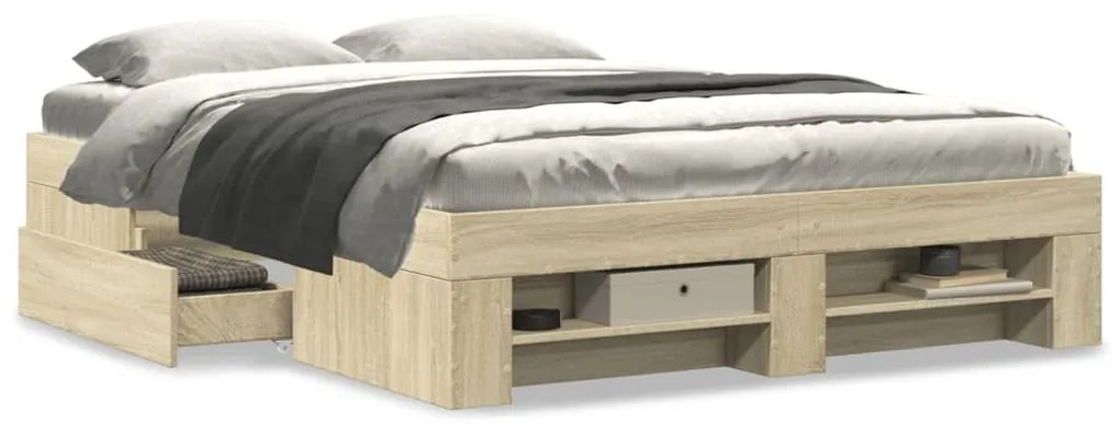 vidaXL Πλαίσιο Κρεβατιού Χωρ. Στρώμα Sonoma Δρυς 140x200εκ. Επ. Ξύλο