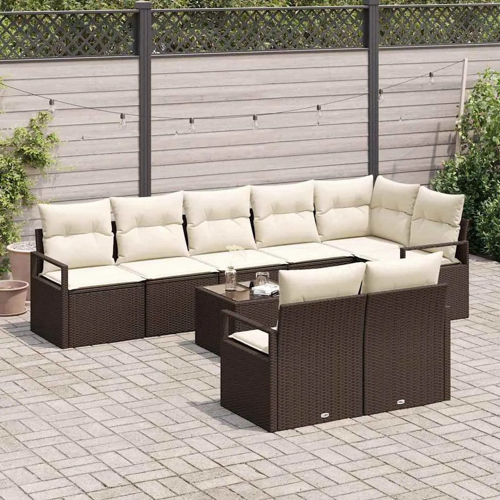 vidaXL Σετ Καναπέ Κήπου 9 pcs Καφέ Πολυ ράταν