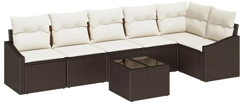 vidaXL Σετ Καναπέ Κήπου 7 pcs Καφέ και Κρέμα συνθετικό ρατάν