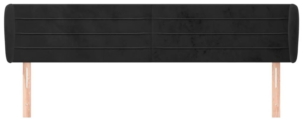 Κεφαλάρι με Πτερύγια Μαύρο 163x23x78/88 εκ. Βελούδινο - Μαύρο