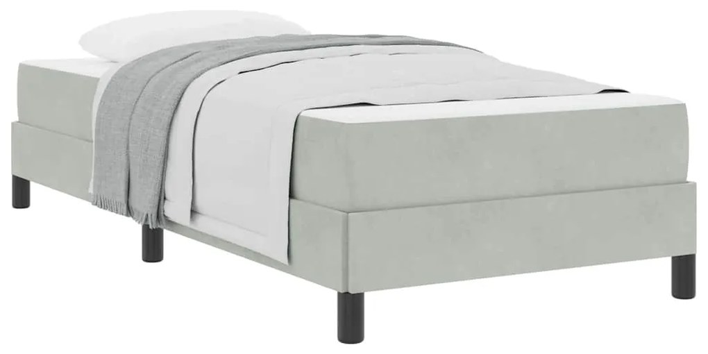 vidaXL Κρεβάτι box spring με στρώμα Ανοιχτό γκρι 90 x 190 cm Βελούδο