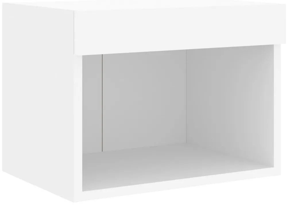 vidaXL Κομοδίνο Επιτοίχιο με Φώτα LED Λευκό