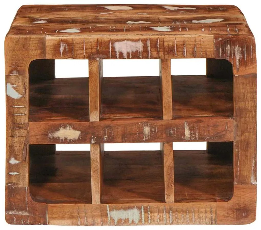 vidaXL Ράφι Κρασιού Καφέ 44 x 30 x 35 εκ. Στερεό Ανακτηθέν Ξύλο