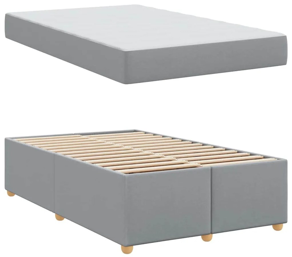 vidaXL Σκελετός Κρεβατιού με στρώμα Ανοιχτό γκρι 120 x 200 cm ύφασμα