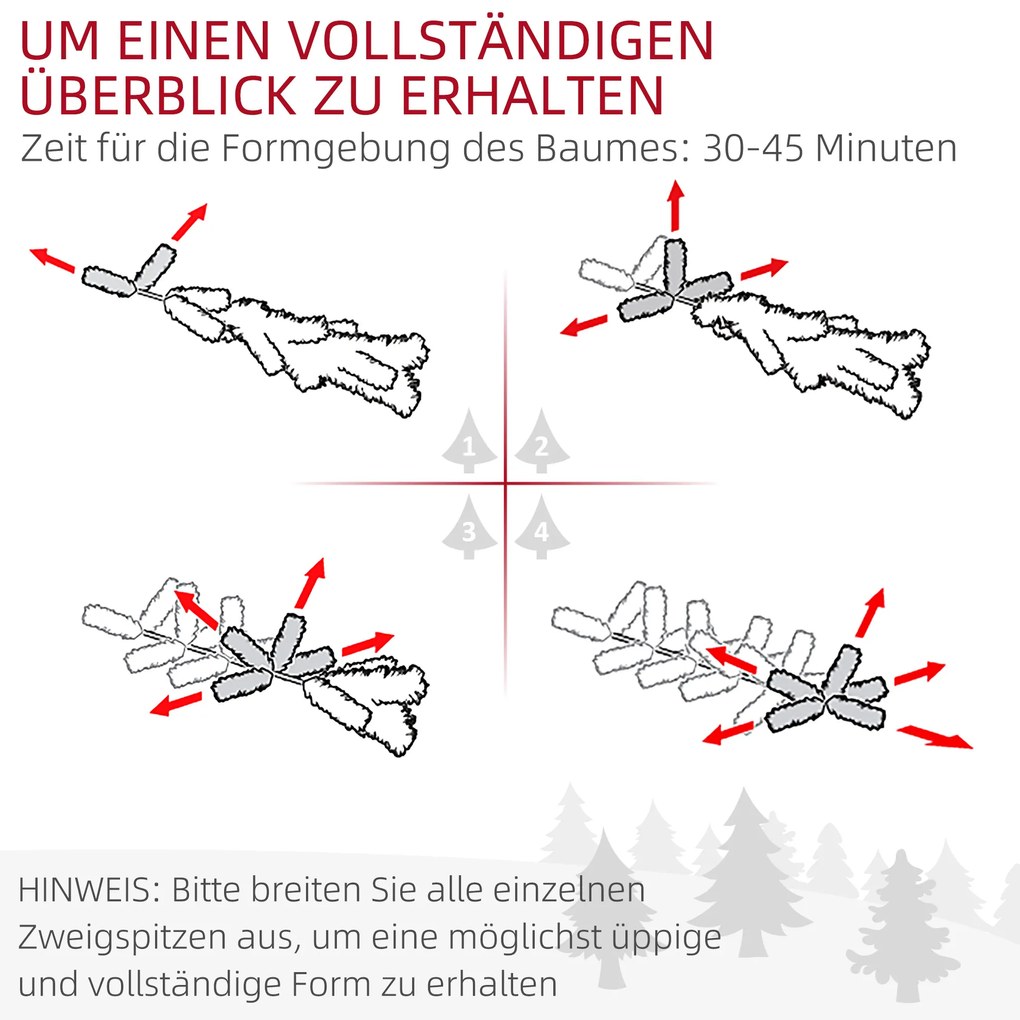 Χριστουγεννιάτικο δέντρο HOMCOM, Nordmann, ρεαλιστικό, φαρδύ &amp; πλούσιο, 180 x Φ120 cm, πράσινο