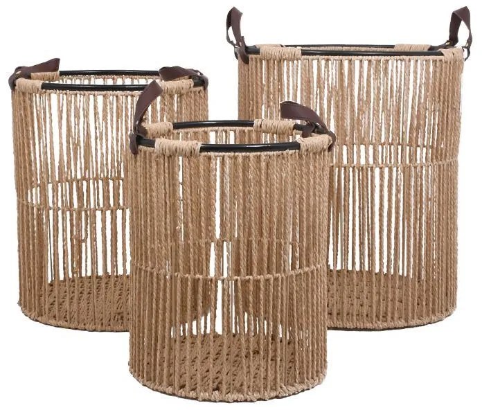 Σετ 3 τεμ Καλάθια FL2428 Fylliana Μπεζ 40x45 εκ. 40x40x45 εκ.