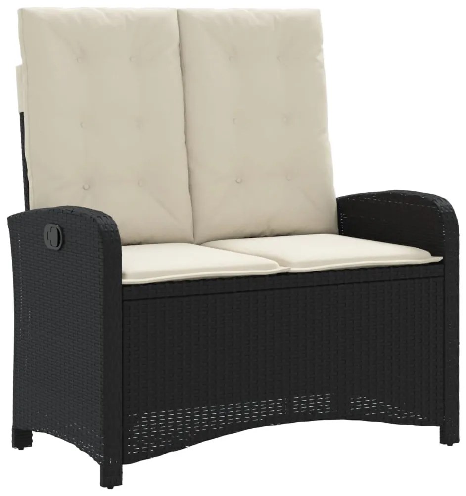 vidaXL Σετ Τραπεζαρίας Κήπου 2 Τεμ. Μαύρο από Συνθ. Ρατάν με Μαξιλάρια