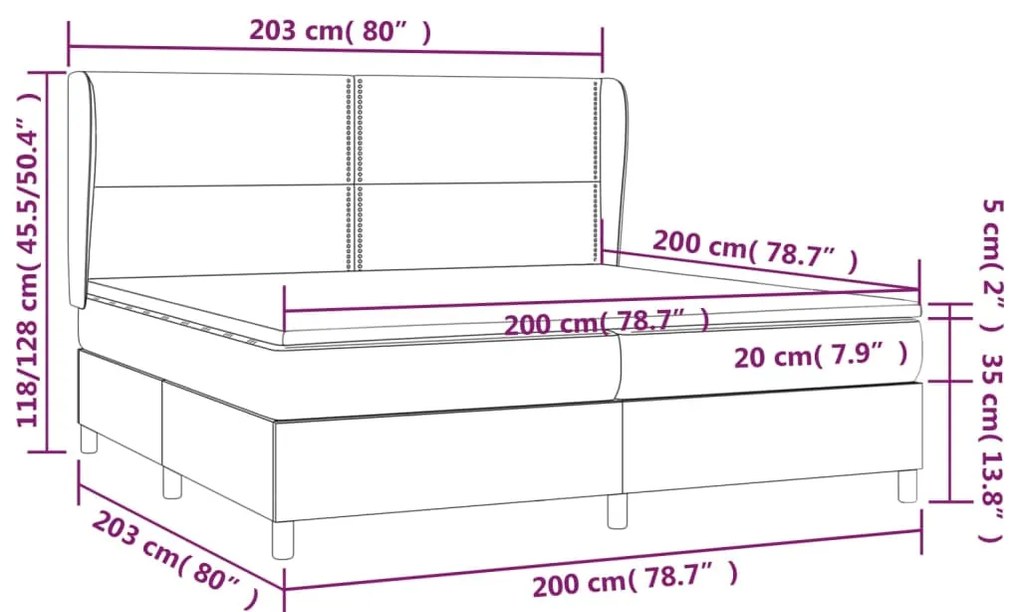 vidaXL Κρεβάτι Boxspring με Στρώμα Σκούρο Καφέ 200x200 εκ. Υφασμάτινο