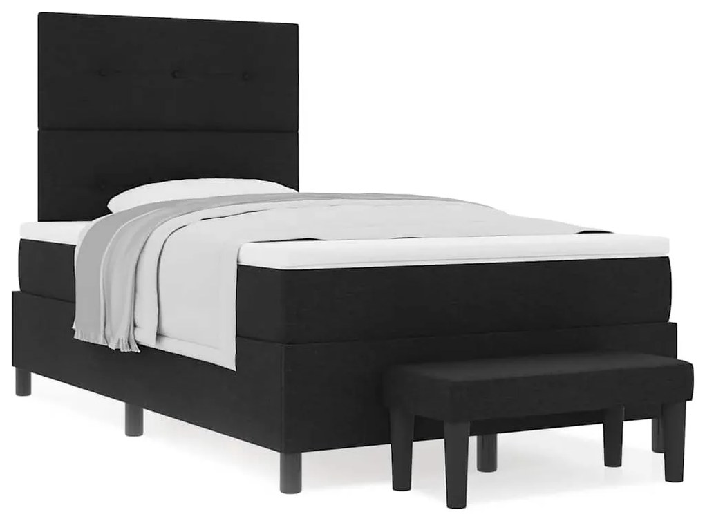 vidaXL Κρεβάτι με ελατήρια με στρώμα Μαύρο 120 x 190 cm ύφασμα