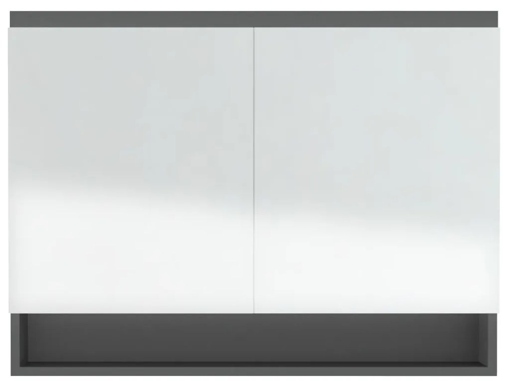 vidaXL Ντουλάπι Μπάνιου με Καθρέφτη 80x15x60 εκ. Γκρι από MDF