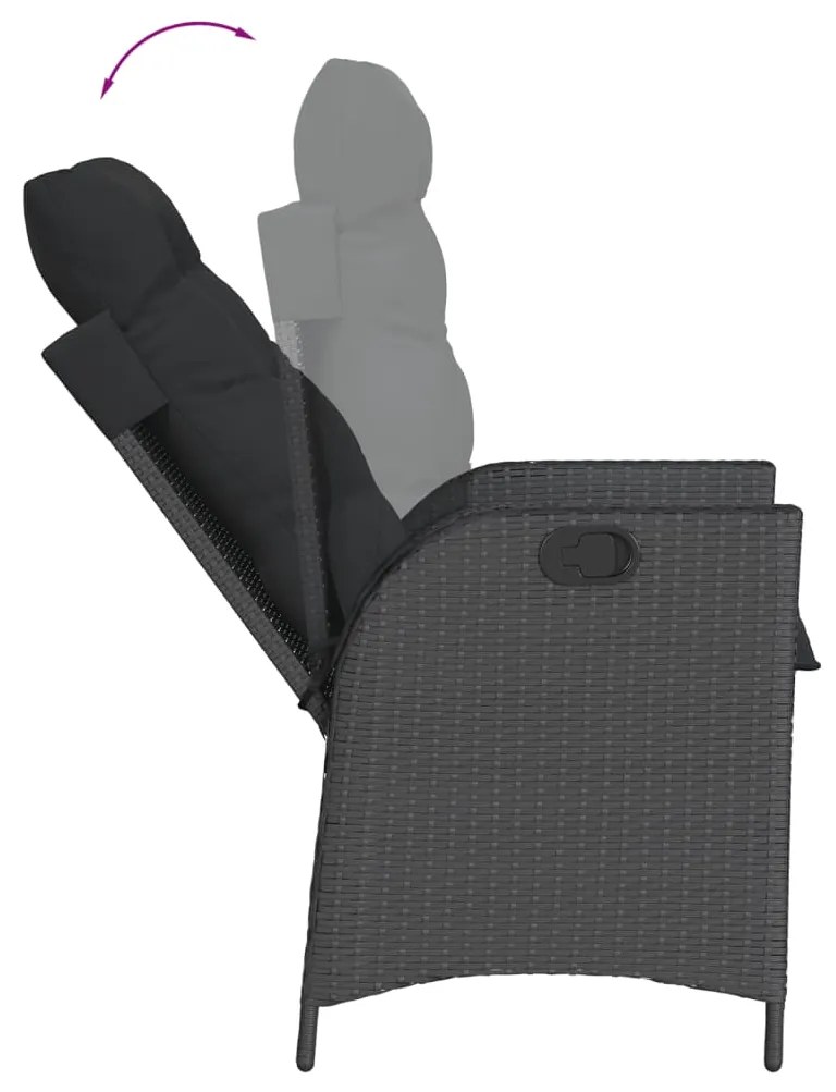 Σετ Τραπεζαρίας Κήπου 9 τεμ Μαύρο από Συνθ. Ρατάν με Μαξιλάρια 3213193