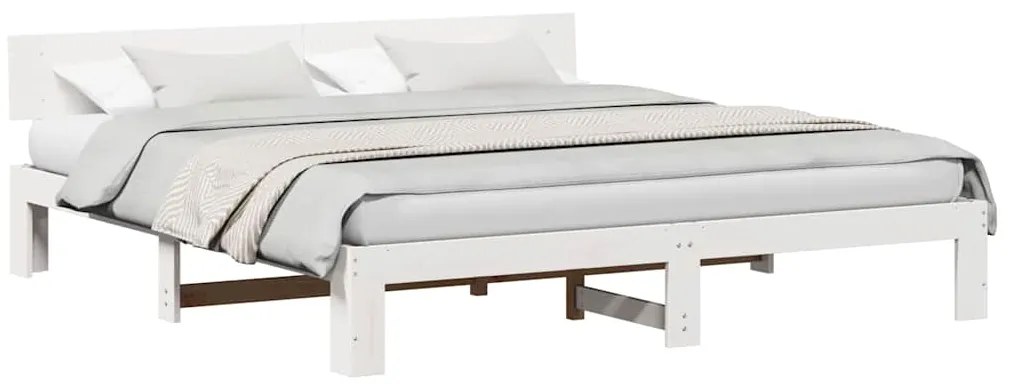 vidaXL Σκελετός Κρεβατιού Λευκό 200 x 200 cm Μασίφ ξύλο πεύκου