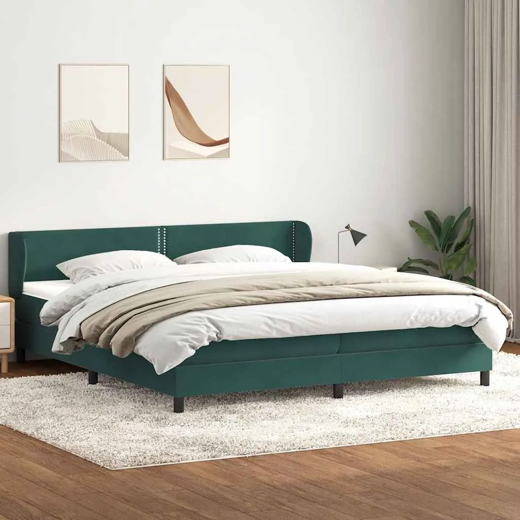 BOX SPRING ΚΡΕΒΑΤΙ ΜΕ ΣΤΡΩΜΑΤΑ ΣΚΟΥΡΟ ΠΡΑΣΙΝΟ ΒΕΛΟΥΔΙΝΟ 3317454