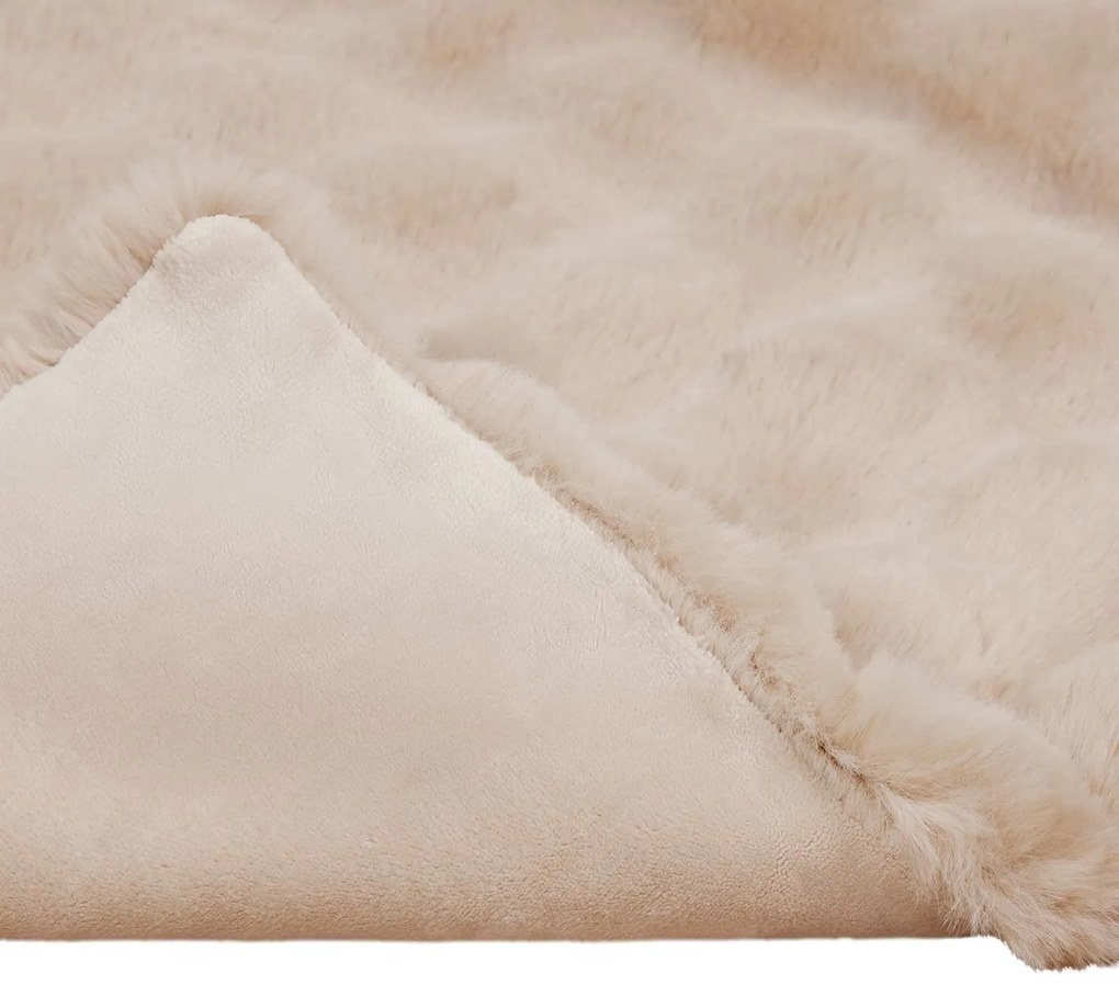 vidaXL Ψεύτικη κουβέρτα από κουνέλι Μπεζ 130 x 150 cm Πολυεστέρας