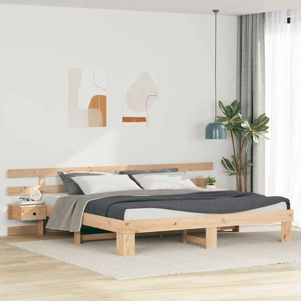 vidaXL Σκελετός Κρεβατιού Καφέ 200 x 200 cm Μασίφ ξύλο πεύκου