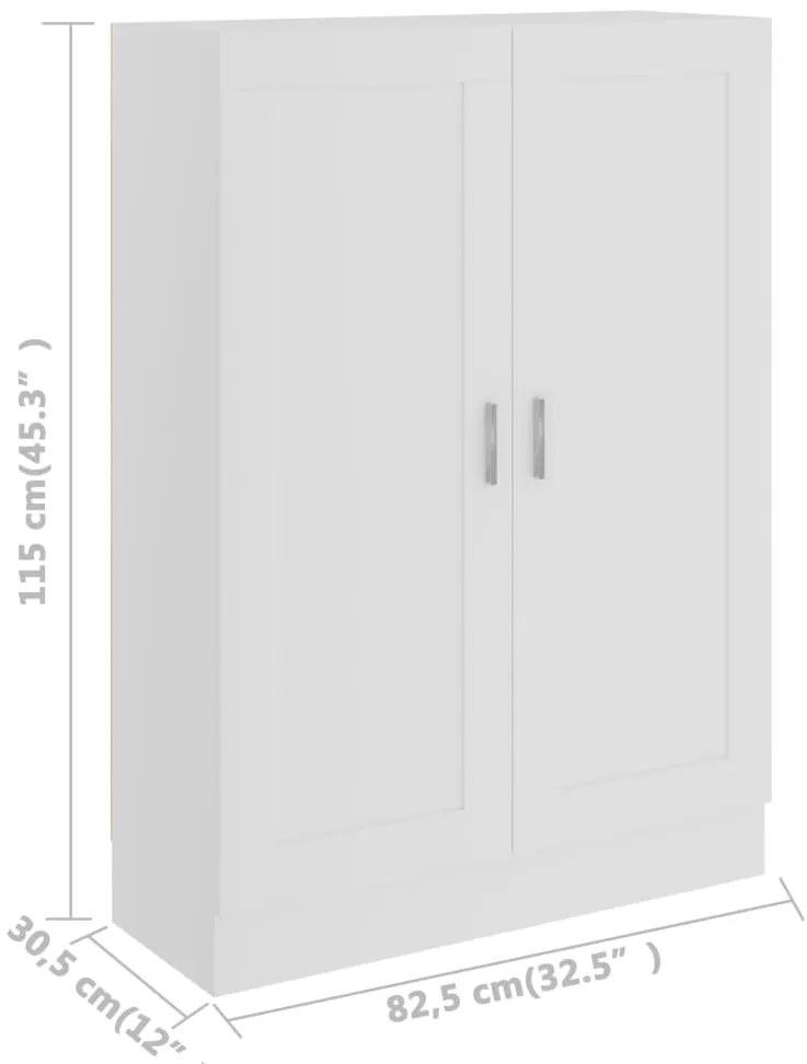 Βιβλιοθήκη Λευκή 82,5 x 30,5 x 115 εκ. Επεξ. Ξύλο - Λευκό