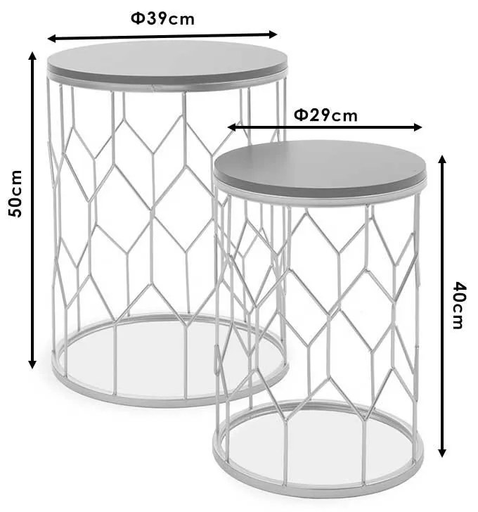 Βοηθητικά τραπέζια σαλονιού Zion II σετ 2 τεμ χρυσό-μαύρο 39x39x50 εκ.