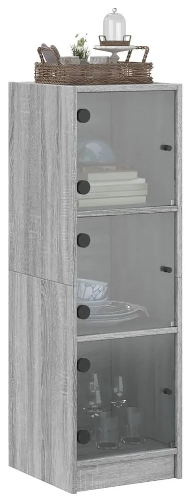 vidaXL Ντουλάπι Γκρι Sonoma 35 x 37 x 109 εκ. με Γυάλινες Πόρτες