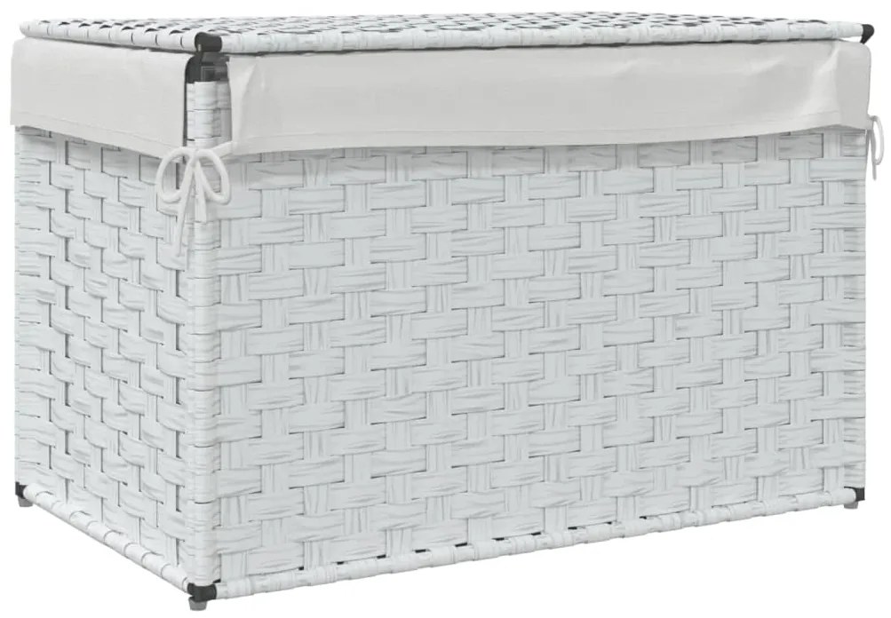 vidaXL Καλάθι Πλυντηρίου με Καπάκι Λευκό 55,5 x 35 x 34εκ. Συνθ. Ρατάν