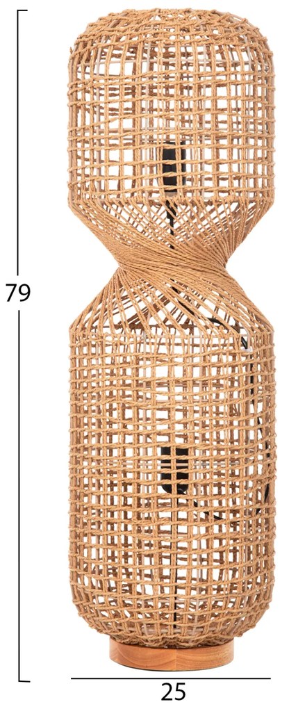 Φωτιστικό Δαπέδου Μέταλλο-Paper Rope Σε Καφέ-2 Λάμπες Φ25x78,5Υεκ.