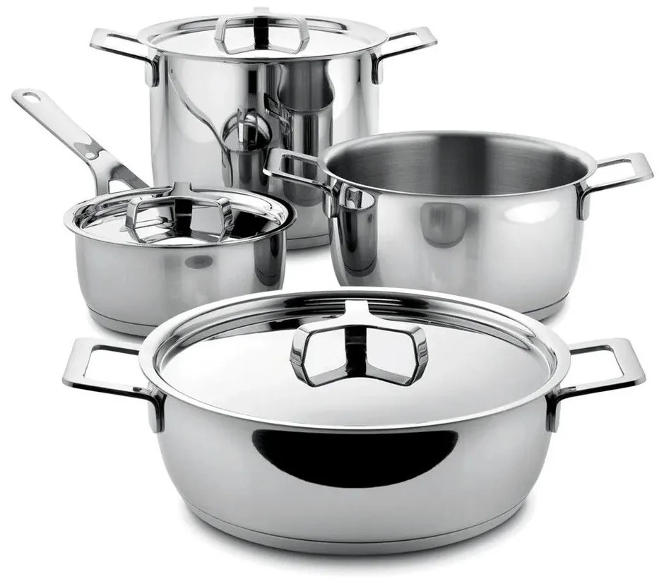 Μαγειρικά Σκεύη Pots &amp; Pan (Σετ 7Τμχ) AJM100S7 Inox Alessi Ανοξείδωτο Ατσάλι