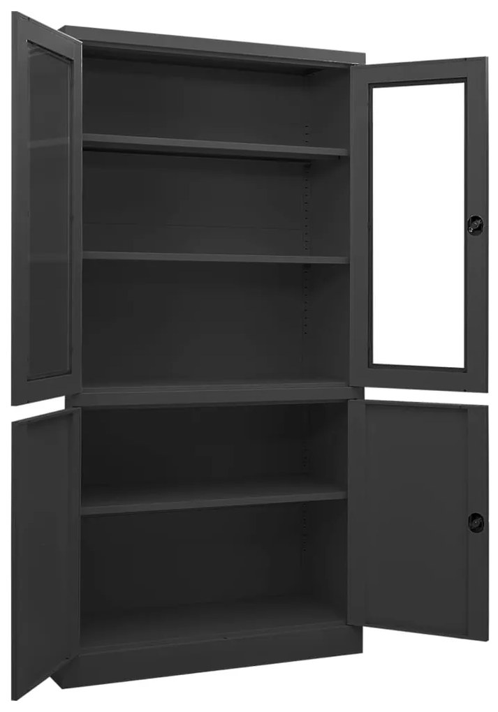 vidaXL Ντουλάπα Γραφείου Ανθρακί 90 x 40 x 180 εκ. Ατσάλινη