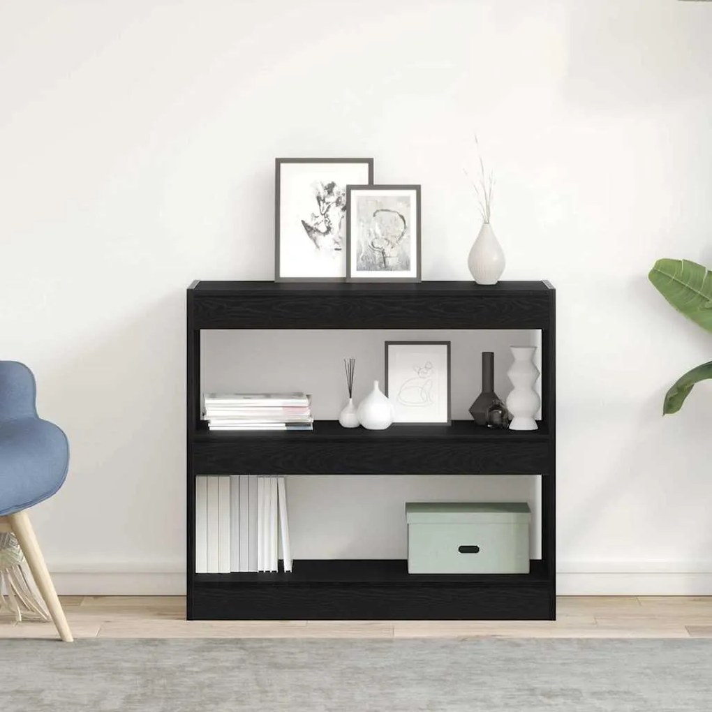 vidaXL Βιβλιοθήκη Μαύρη δρυς 80 x 30 x 72 εκ Επεξεργασμένο ξύλο