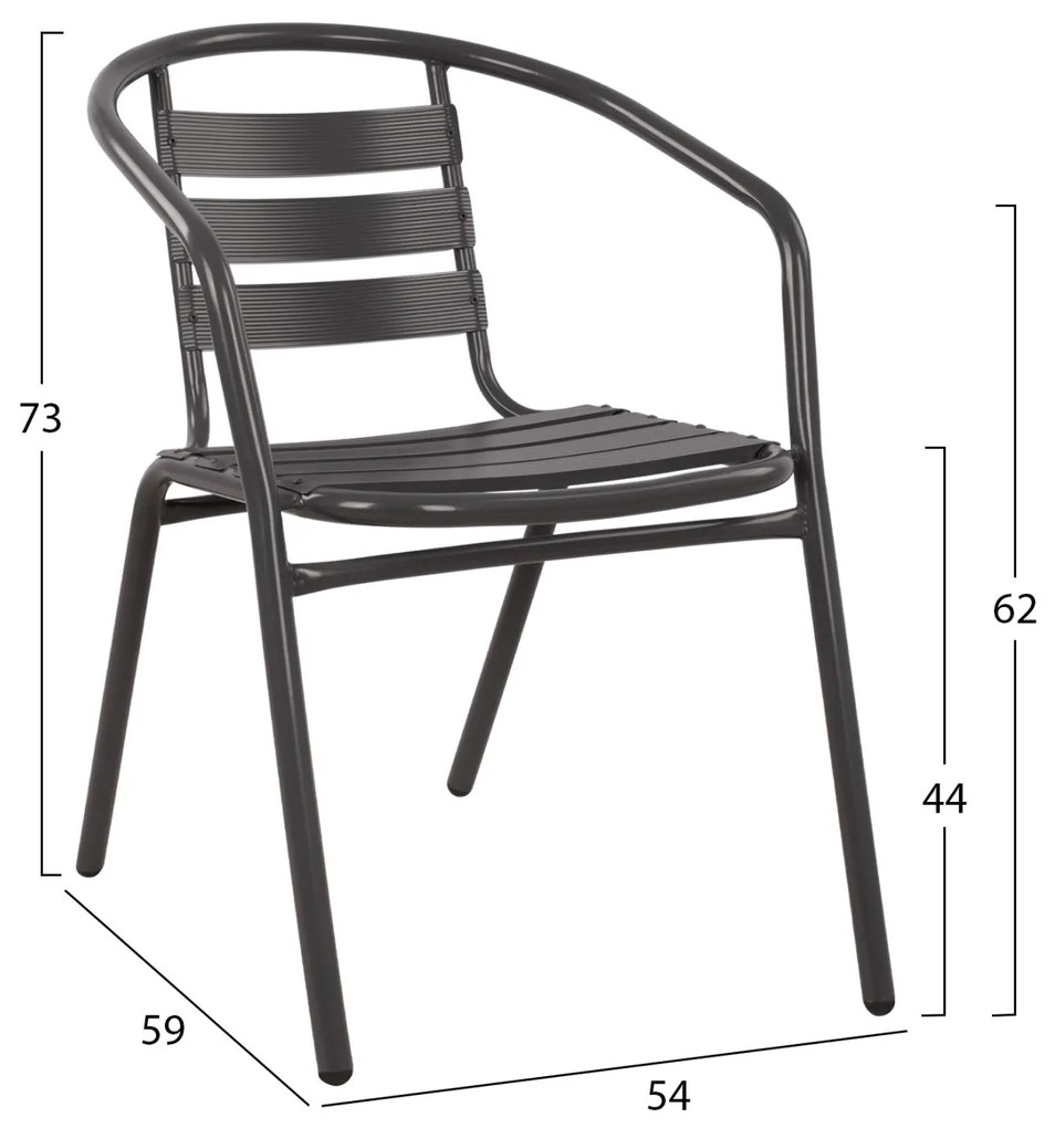 Σετ Κήπου Τραπεζαρία HM10469 3 τεμ Γκρί με Τραπέζι Figo 70x70x72 εκ. &amp; 2 Καρέκλες Laura