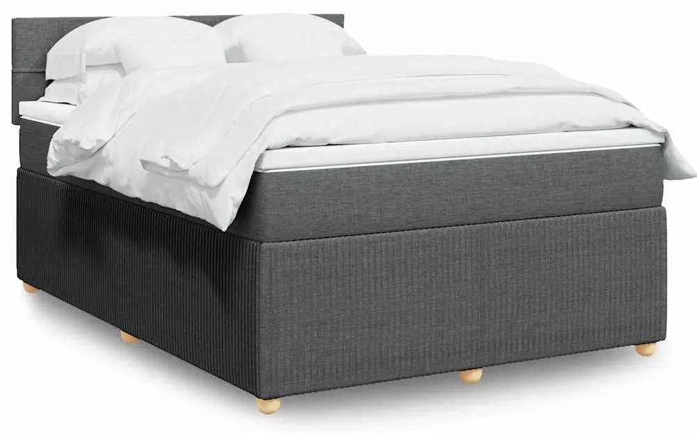 vidaXL Κρεβάτι Boxspring με Στρώμα Σκούρο Γκρι 140x190 εκ. Υφασμάτινο