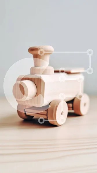 Intra Συλλεκτικό Ξύλινο Παζλ Plywood  4mm - Αξιολάτρευτο ξύλινο τρένο παιχνιδιών σε ρουστίκ φόντο Σε Ξύλινο Κουτί - Διαστάσεις: 10x10 cm – 25 κομμάτια