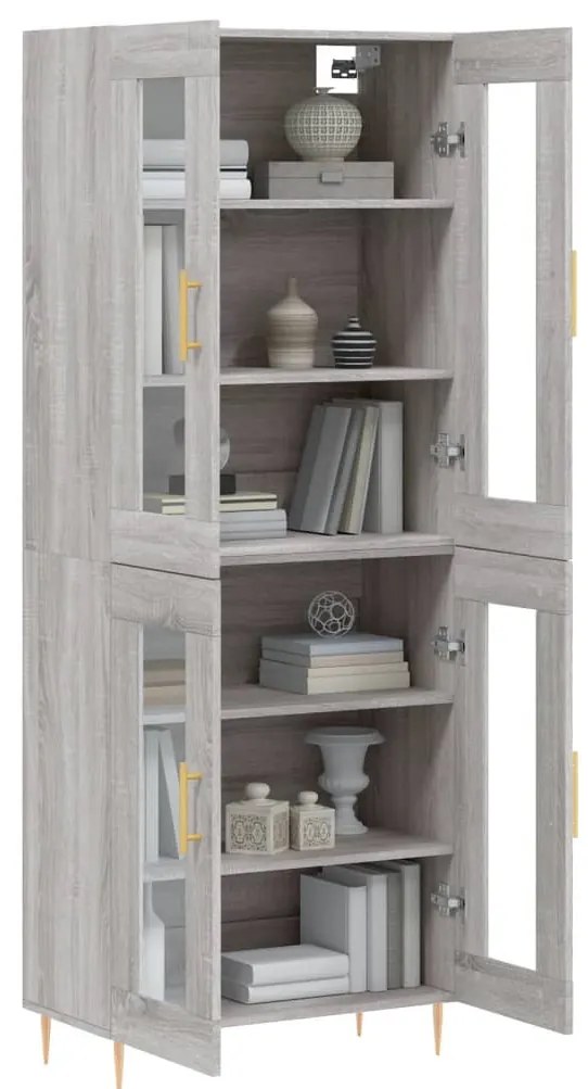 vidaXL Ντουλάπι Γκρι Sonoma 69,5 x 34 x 180 εκ. Επεξεργασμένο Ξύλο