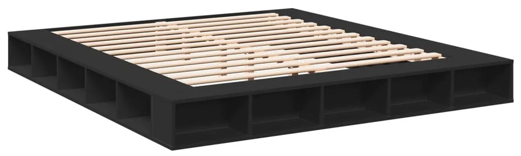 vidaXL Πλαίσιο Κρεβατιού Μαύρο 200x200 εκ. Επεξεργ. Ξύλο